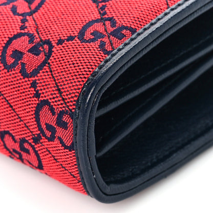 Gucci Monogram Multicolor Matelasse Diagonal GG Marmont Chain Wallet Red Blue 8 of 8