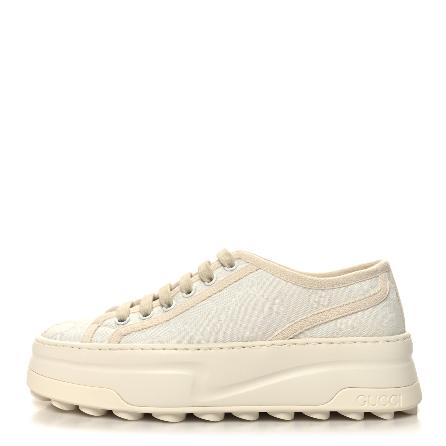 GG Monogram Womens 1977 Tennis Platform 52mm Sneakers 36 Great White Mystic White