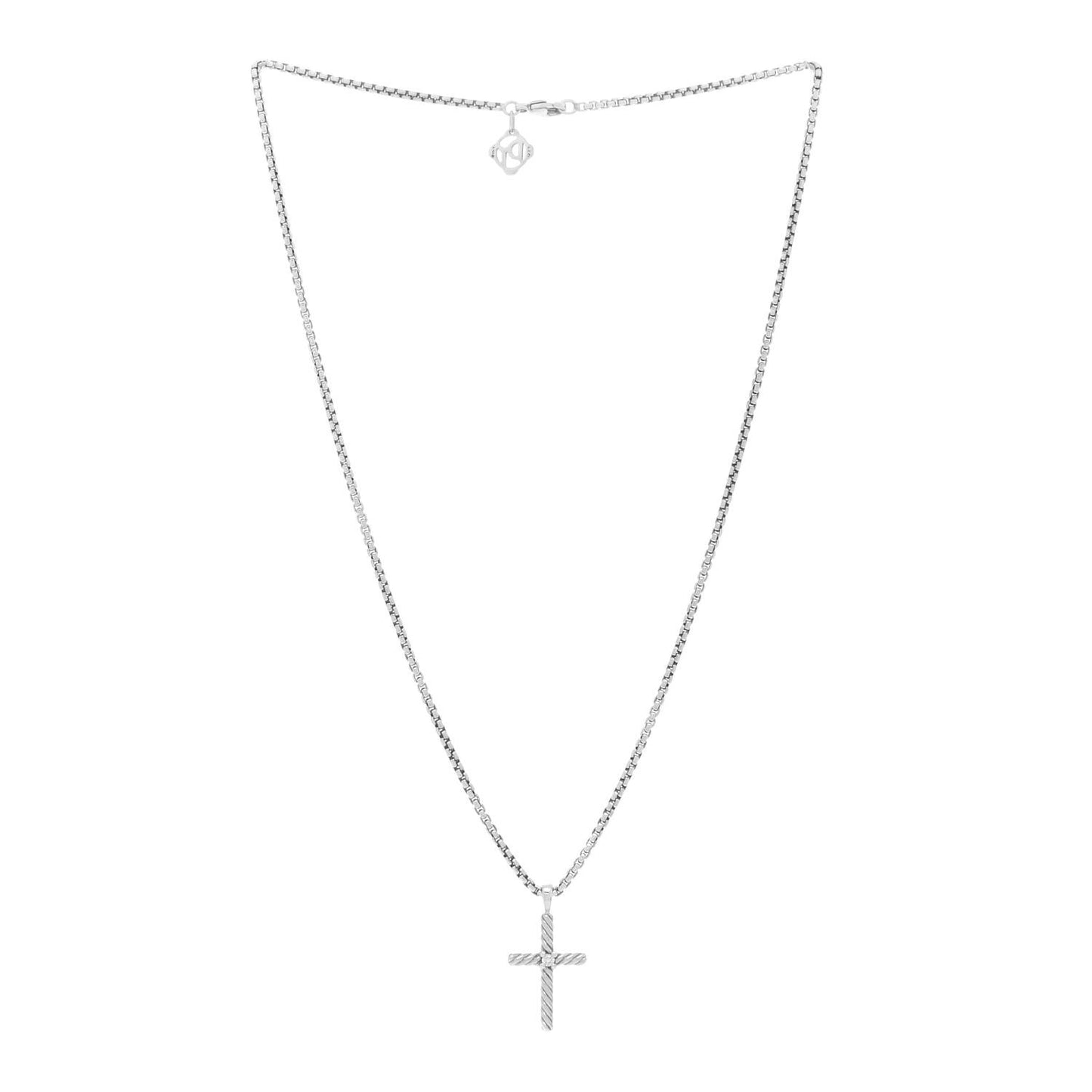 Sterling Silver Diamond Cable Classics Cross Necklace