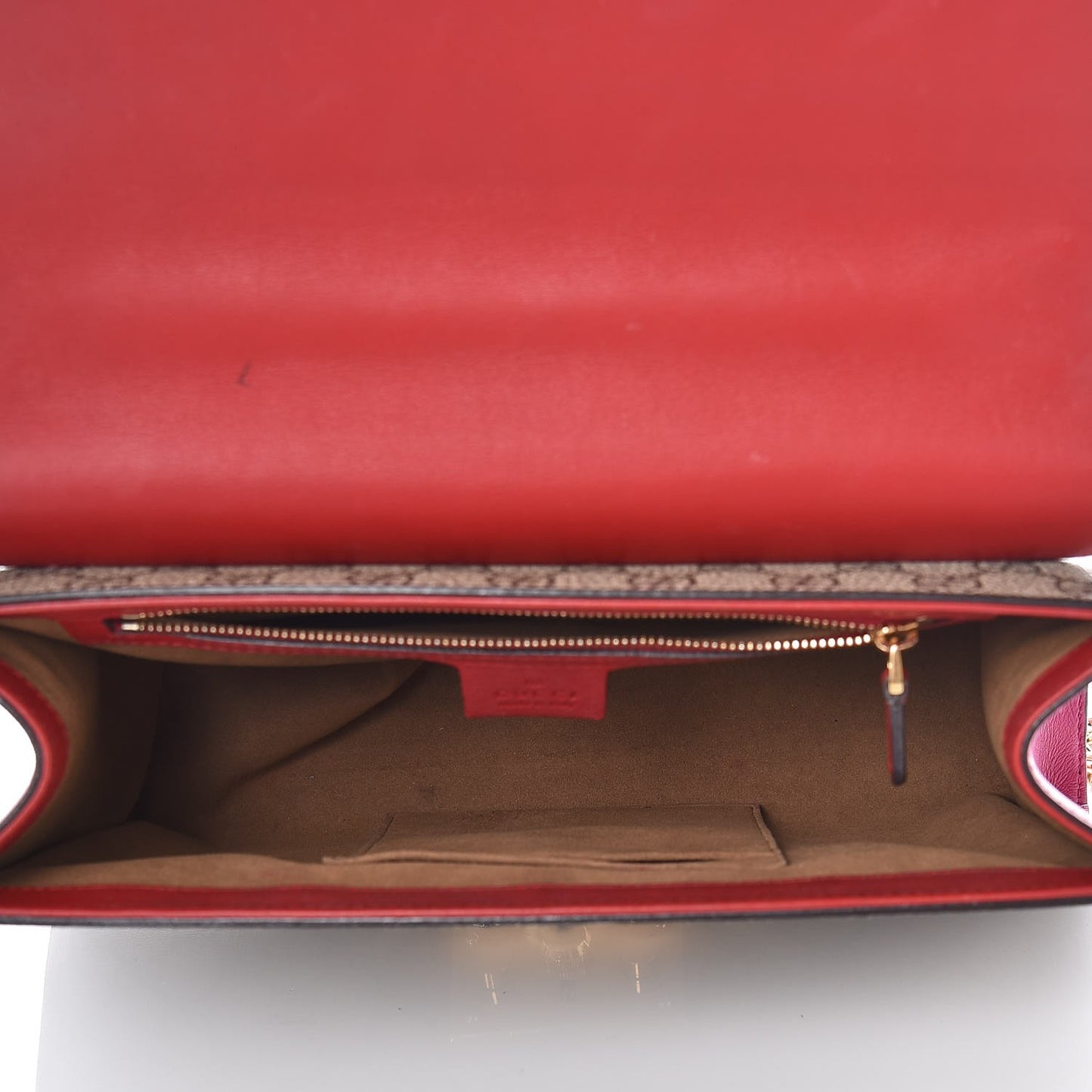 GG Supreme Monogram Calfskin Medium Padlock Shoulder Bag Beige Hibiscus Red New Rosette