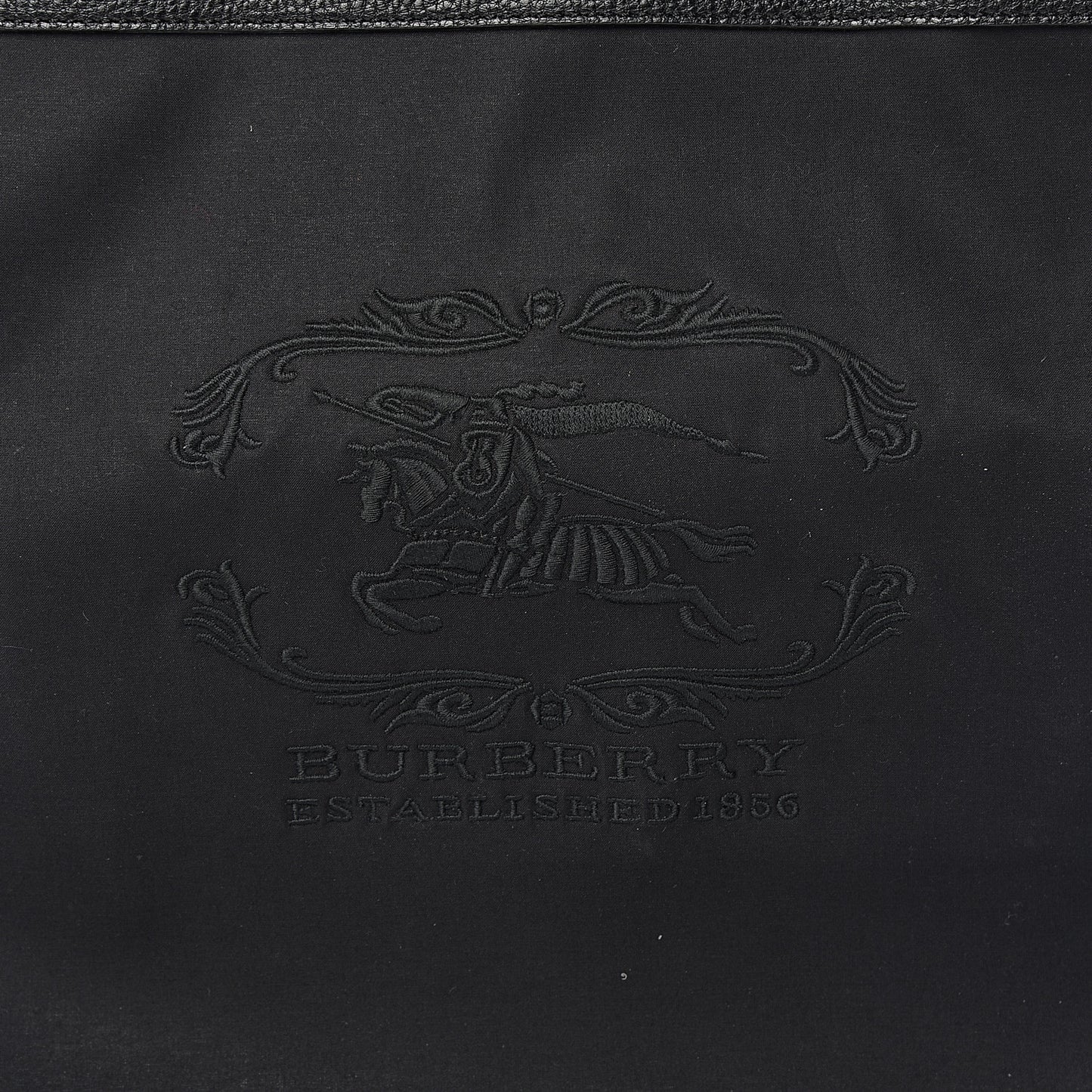 Canvas Calfskin Crest Embossed Flat Tote Black
