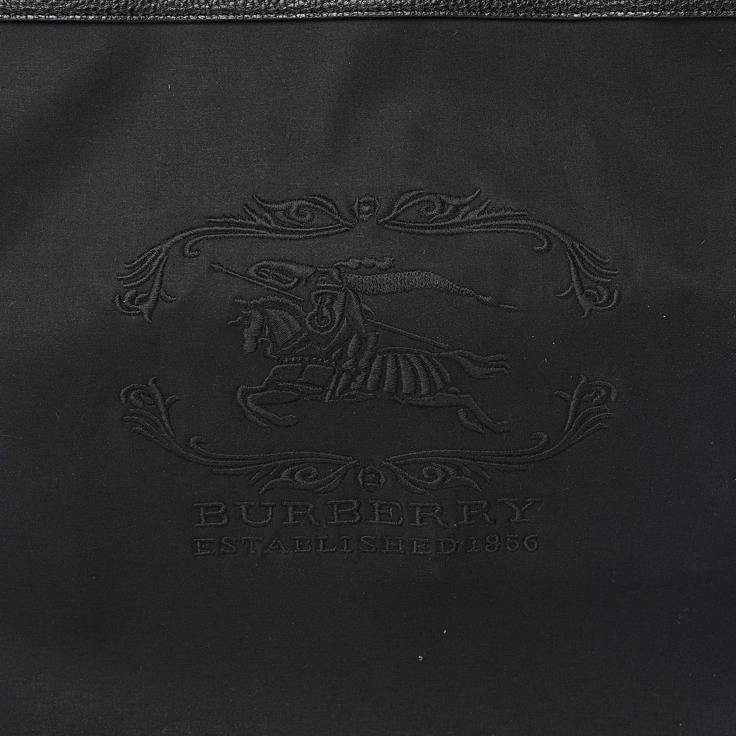 Burberry Canvas Calfskin Crest Embossed Flat Tote Black 7 of 10