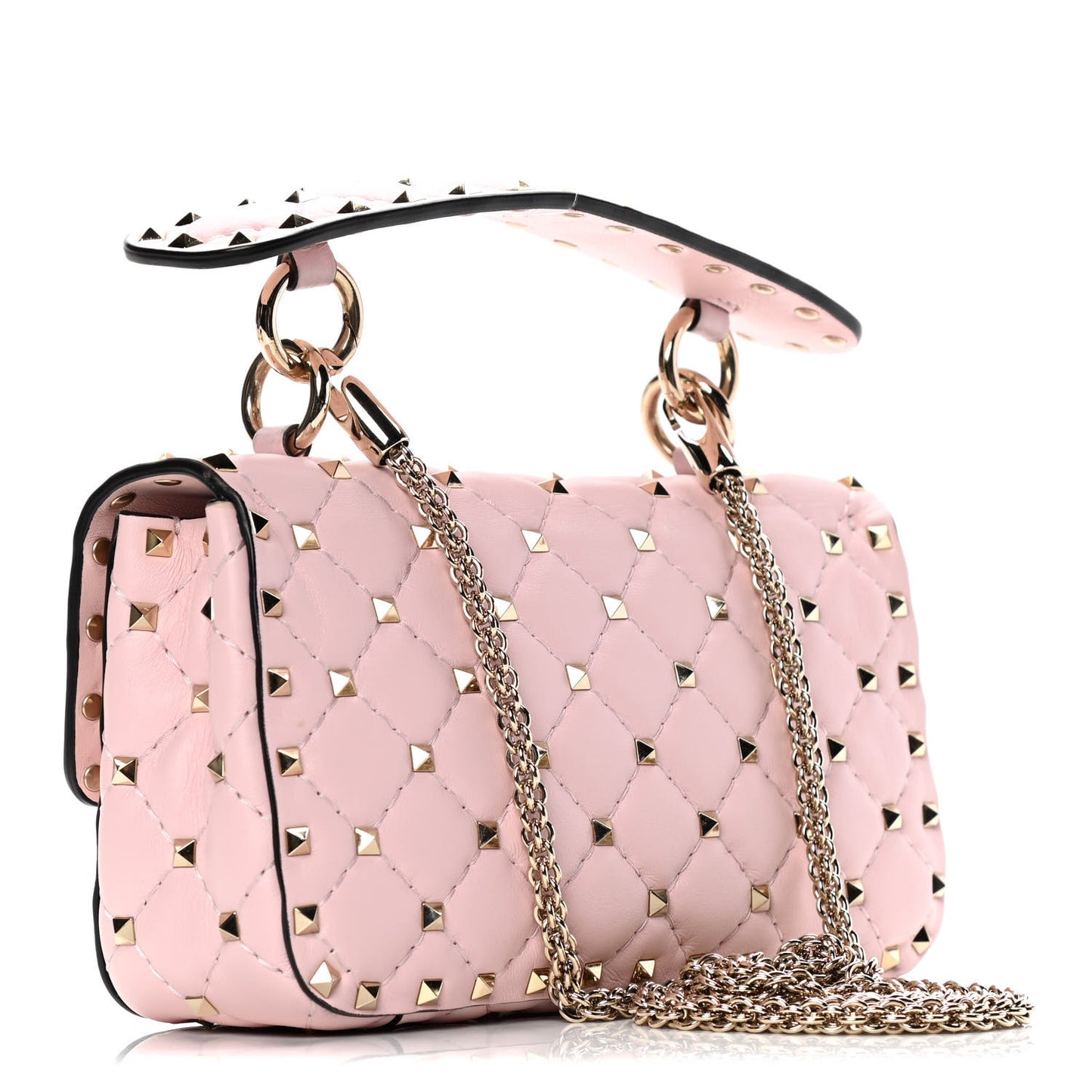 Nappa Small Rockstud Spike Shoulder Bag Water Rose