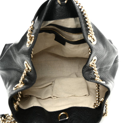 Gucci Pebbled Calfskin Medium Soho Chain Shoulder Bag Black 5 of 13