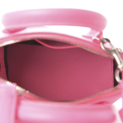 Balenciaga Signature Grained Calfskin Logo XXS Ville Top Handle Bag Acid Pink Black 5 of 9
