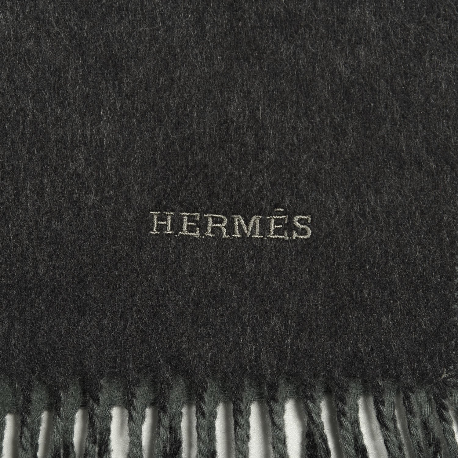 Hermes Cashmere Recto Verso Muffler Anthracite Sauge 3 of 4