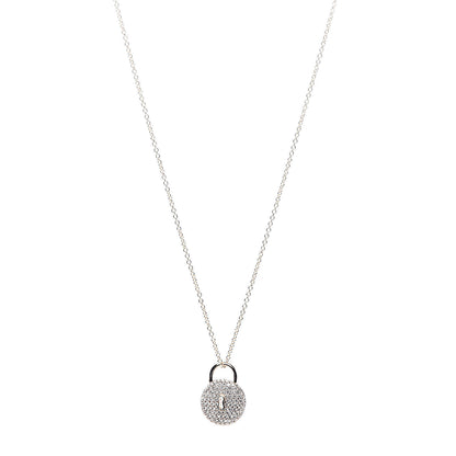 Tiffany 18K Rose Gold Diamond Lock Pendant Necklace 1 of 6