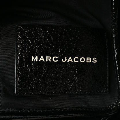 Marc Jacobs Shiny Calfskin Faux Shearling Small The Traveler Tote Bag Black 6 of 10