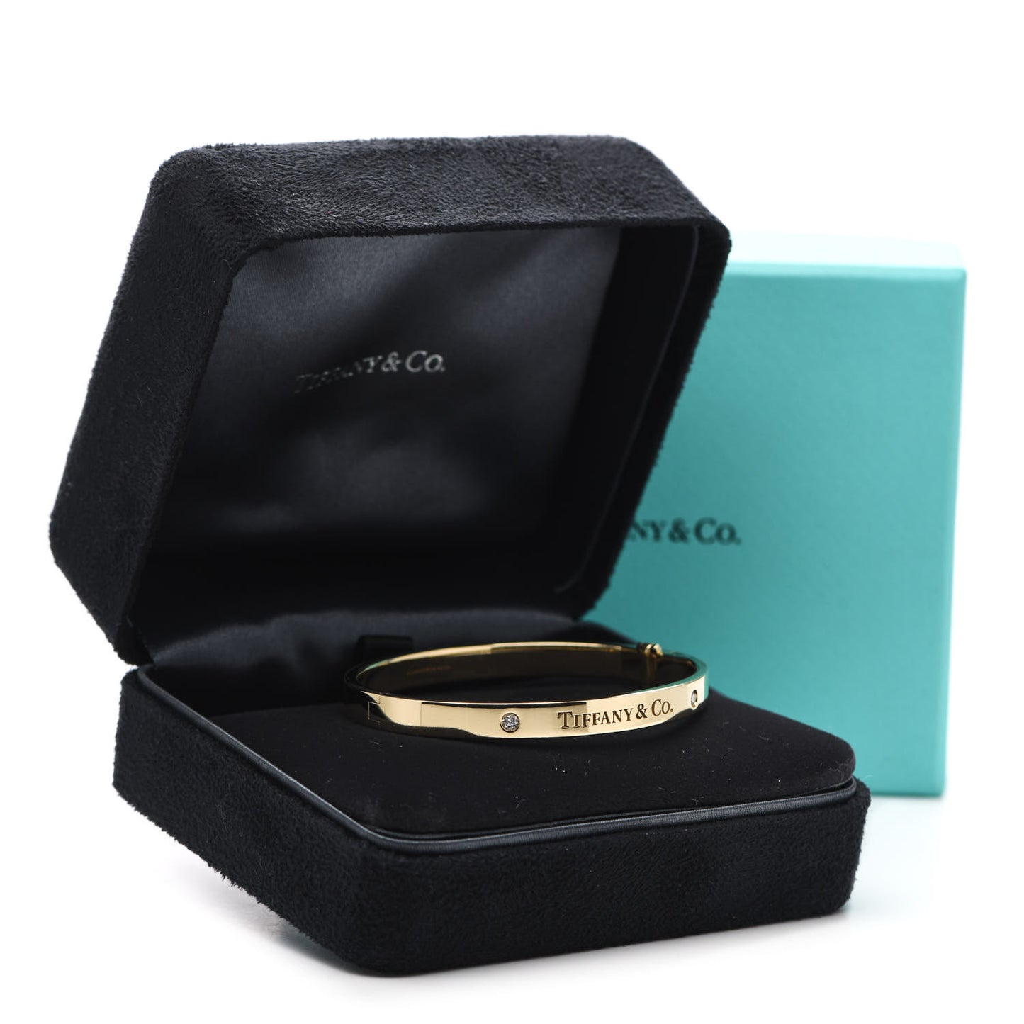18K Yellow Gold Diamond Hinged Bangle Bracelet