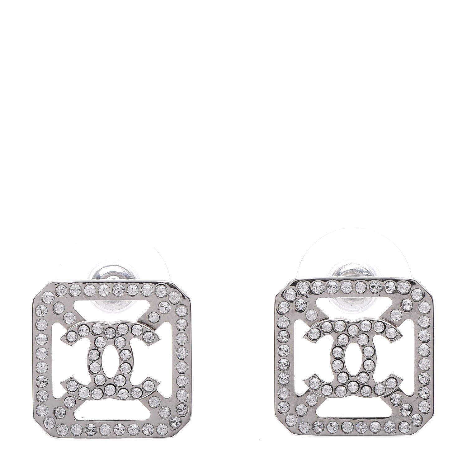 Chanel Crystal CC Earrings Silver 1 of 5