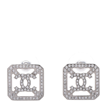 Chanel Crystal CC Earrings Silver 1 of 5