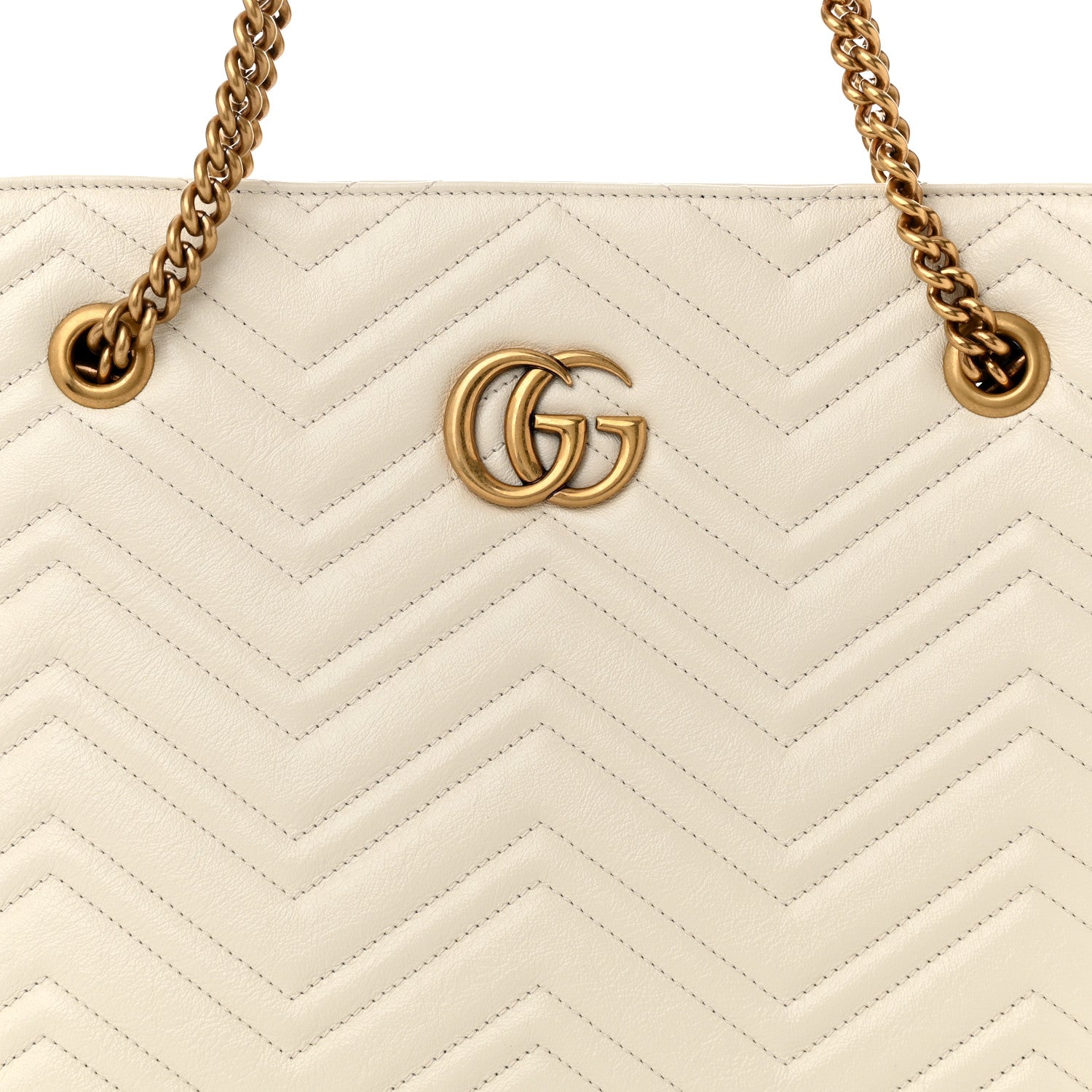 Gucci Vintage Calfskin Matelasse Medium GG Marmont Slim Tote White 8 of 10