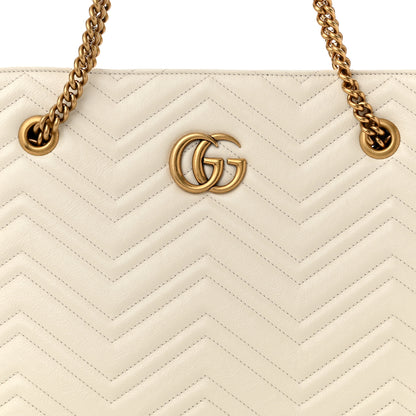 Gucci Vintage Calfskin Matelasse Medium GG Marmont Slim Tote White 8 of 10