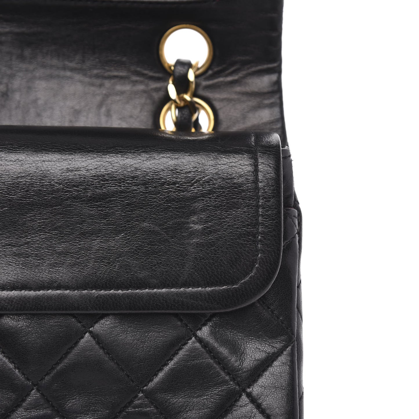 Lambskin Quilted Small Double Flap Black