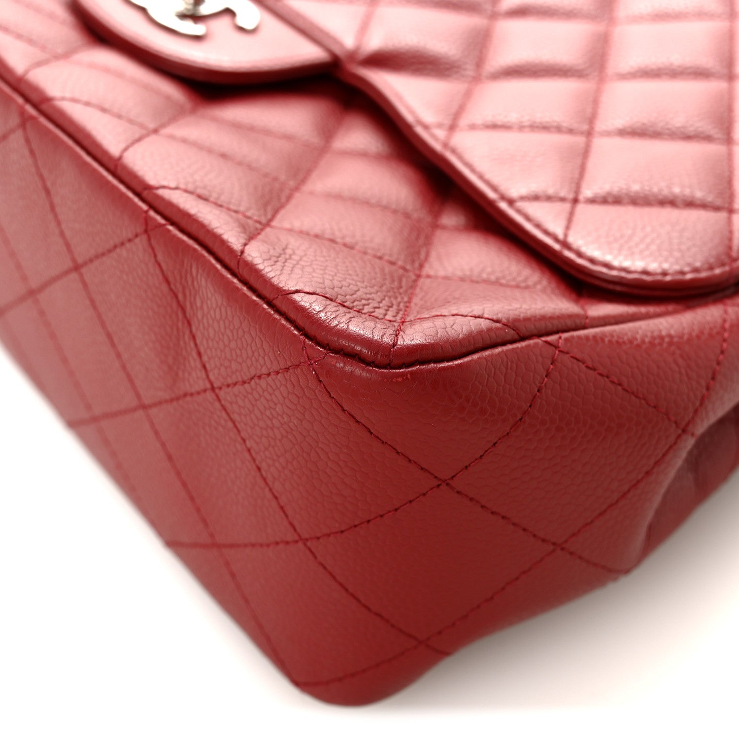 Chanel Caviar Quilted Jumbo Single Flap Dark Red 13 of 14