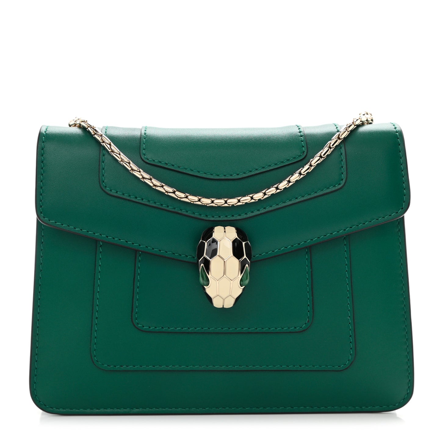 Calfskin Small Serpenti Forever Snake Strap Crossbody Bag Emerald Green