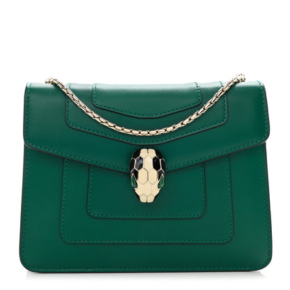 Bulgari Calfskin Small Serpenti Forever Snake Strap Crossbody Bag Emerald Green 3 of 9
