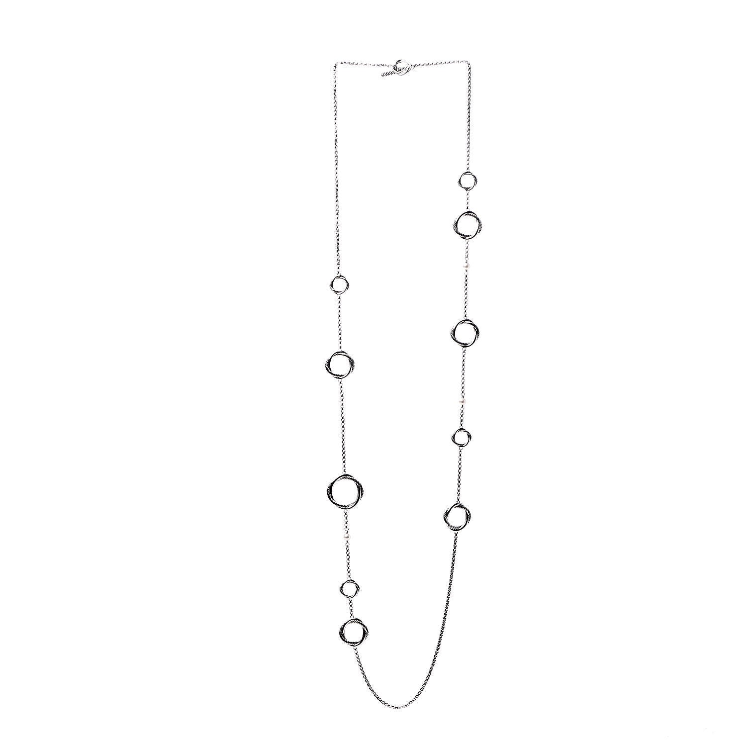 David Yurman Sterling Silver Pearl Infinity Station Chain Necklace 3 of 5