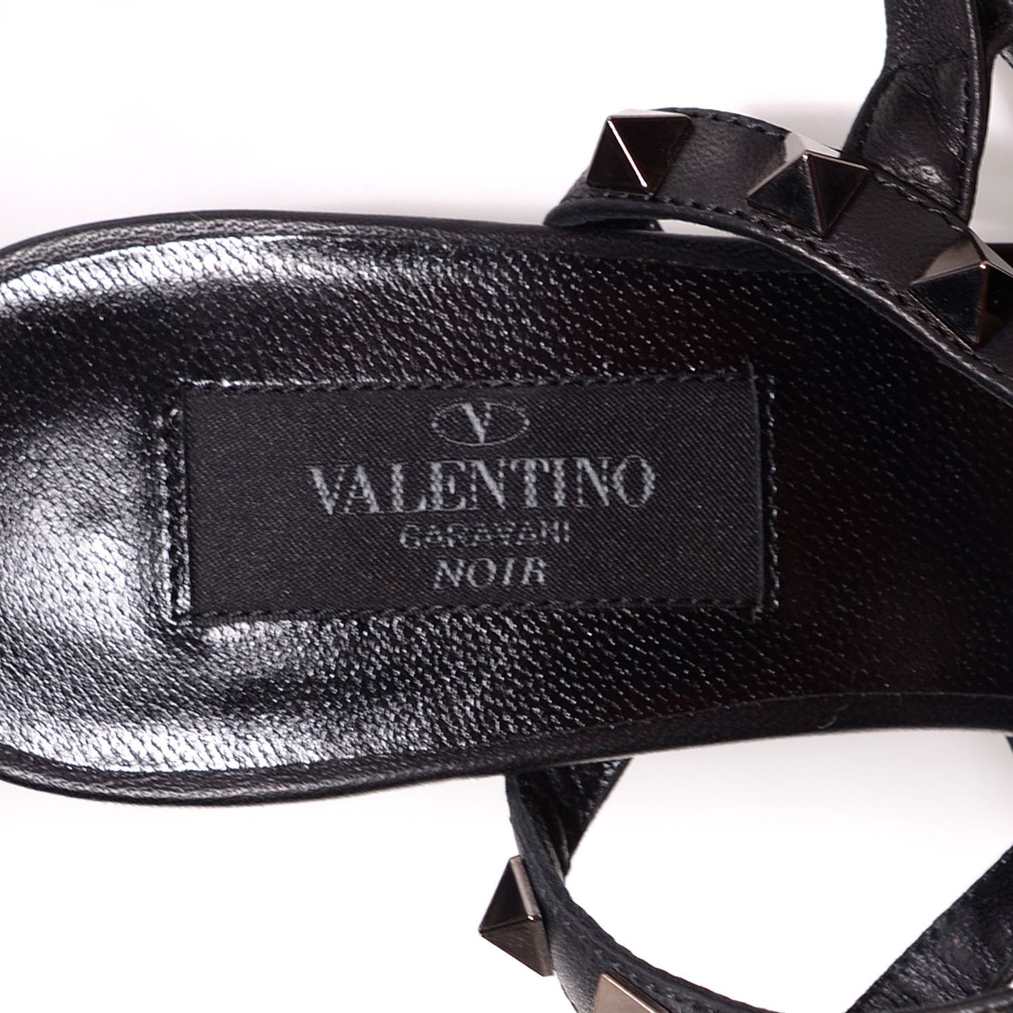 Patent Nappa Rockstud Ankle Strap 65mm Pumps 35.5 Black