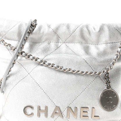 Chanel Metallic Lambskin Quilted Mini Chanel 22 Silvery 8 of 10