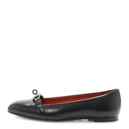 Hermes Goatskin Bilbao Ballerina Flats 37.5 Black 1 of 9