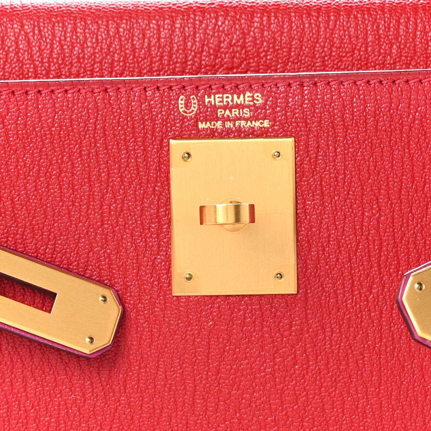 Hermes Chevre Mysore Horseshoe Kelly Sellier 28 Rouge Casaque Rose Pourpre 6 of 11
