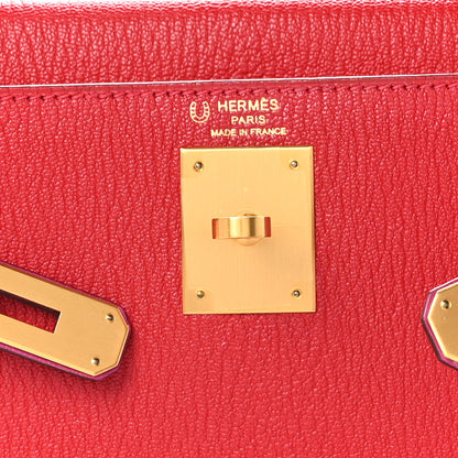 Hermes Chevre Mysore Horseshoe Kelly Sellier 28 Rouge Casaque Rose Pourpre 6 of 11