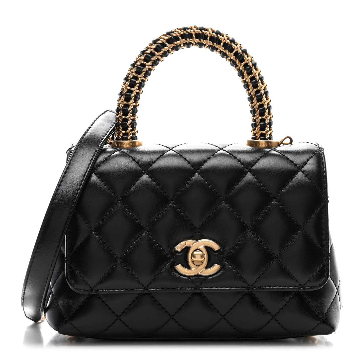Calfskin Quilted Extra Mini Coco Handle Flap Black