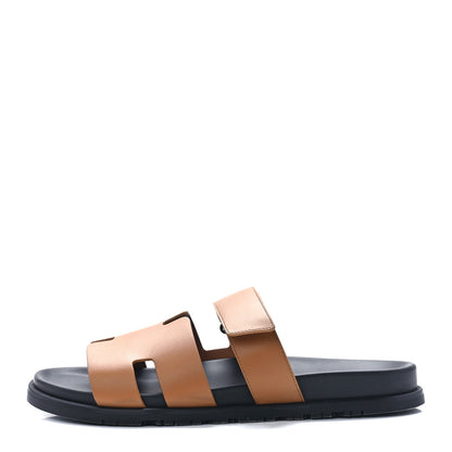 Hermes Calfskin Mens Chypre Sandals 44 Gold 1 of 8