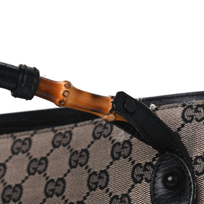 Gucci Monogram Small Bamboo Tote Black 10 of 13