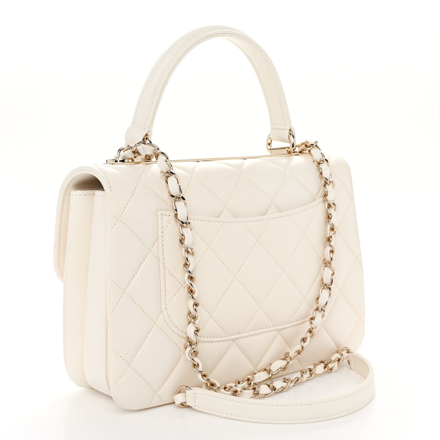 Lambskin Quilted Small Trendy CC Dual Handle Flap Bag White
