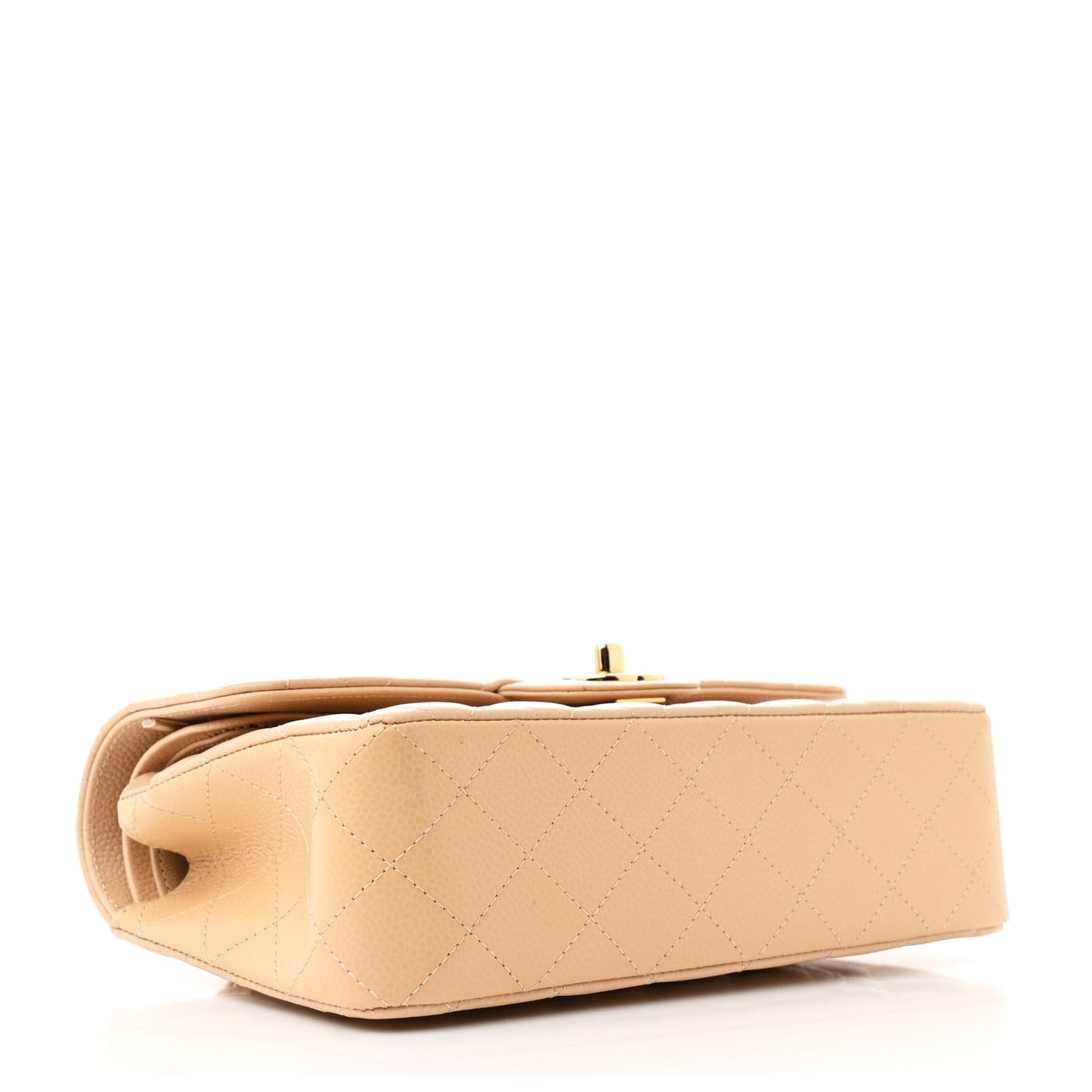Caviar Quilted Small Double Flap Beige