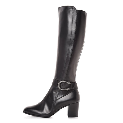 Gucci Calfskin Dionysus Elizabeth Knee High Boots 37.5 Black 1 of 8