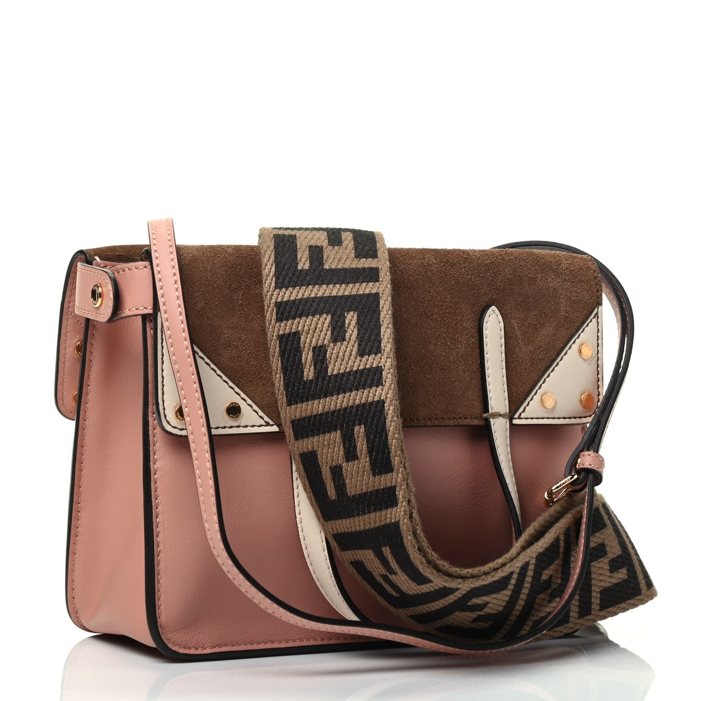 Vitello Grace Suede Small Flip Tote Rosa Bourbon Marrone Camelia