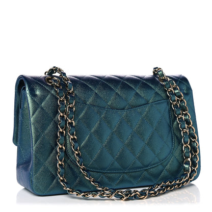 Chanel Iridescent Caviar Quilted Medium Double Flap Green 2 of 9