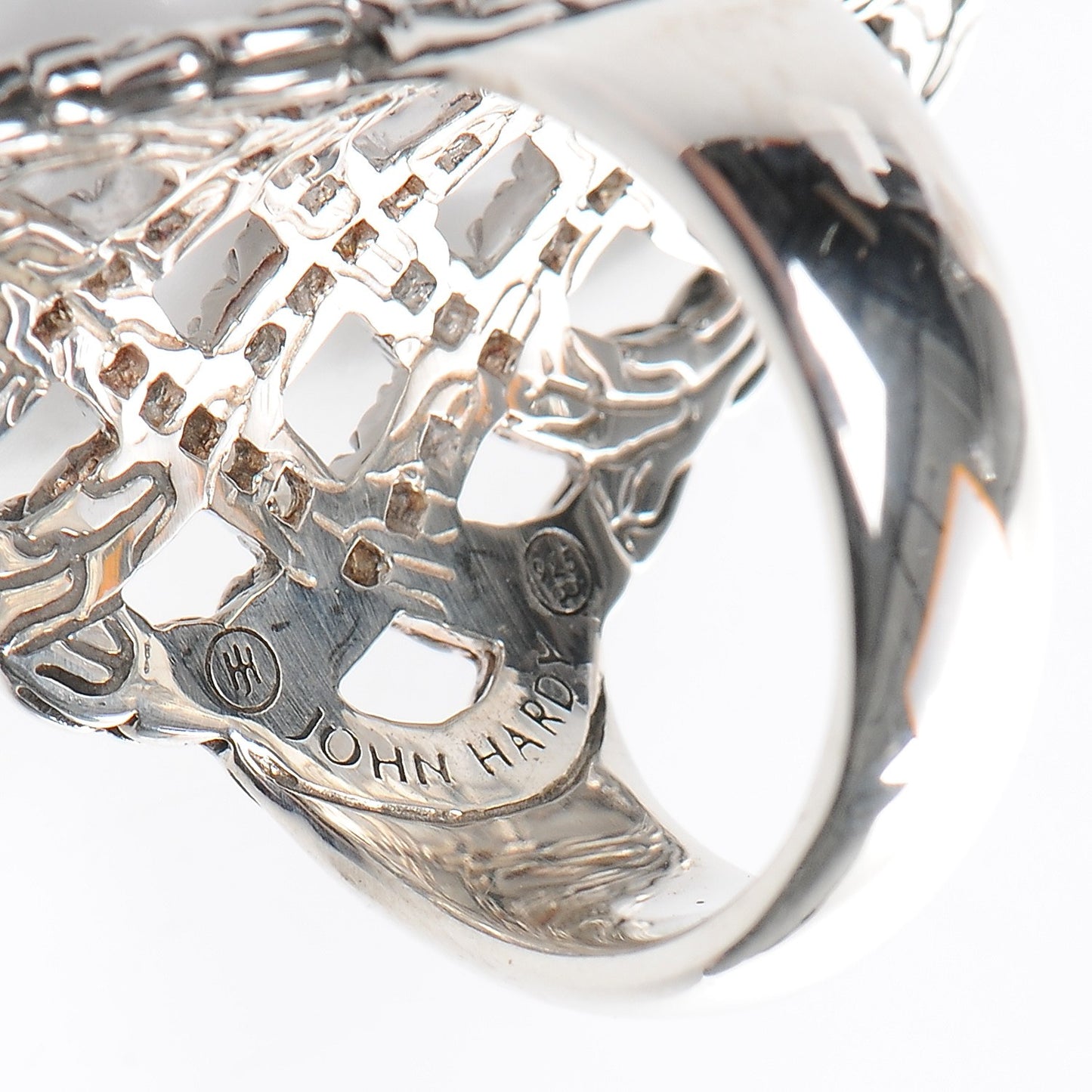 Sterling Silver Diamond Classic Chain Braided Saddle Ring 54 7