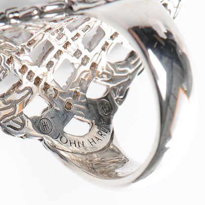 John Hardy Sterling Silver Diamond Classic Chain Braided Saddle Ring 54 7 4 of 4