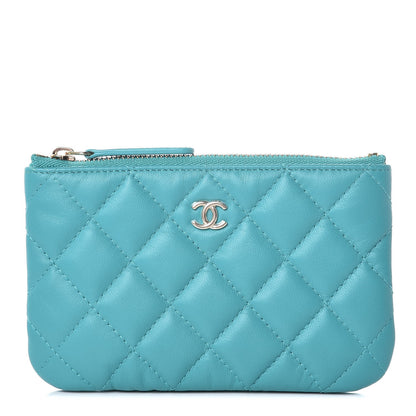 Chanel Lambskin Quilted Small Cosmetic Case Turquoise 1 of 8