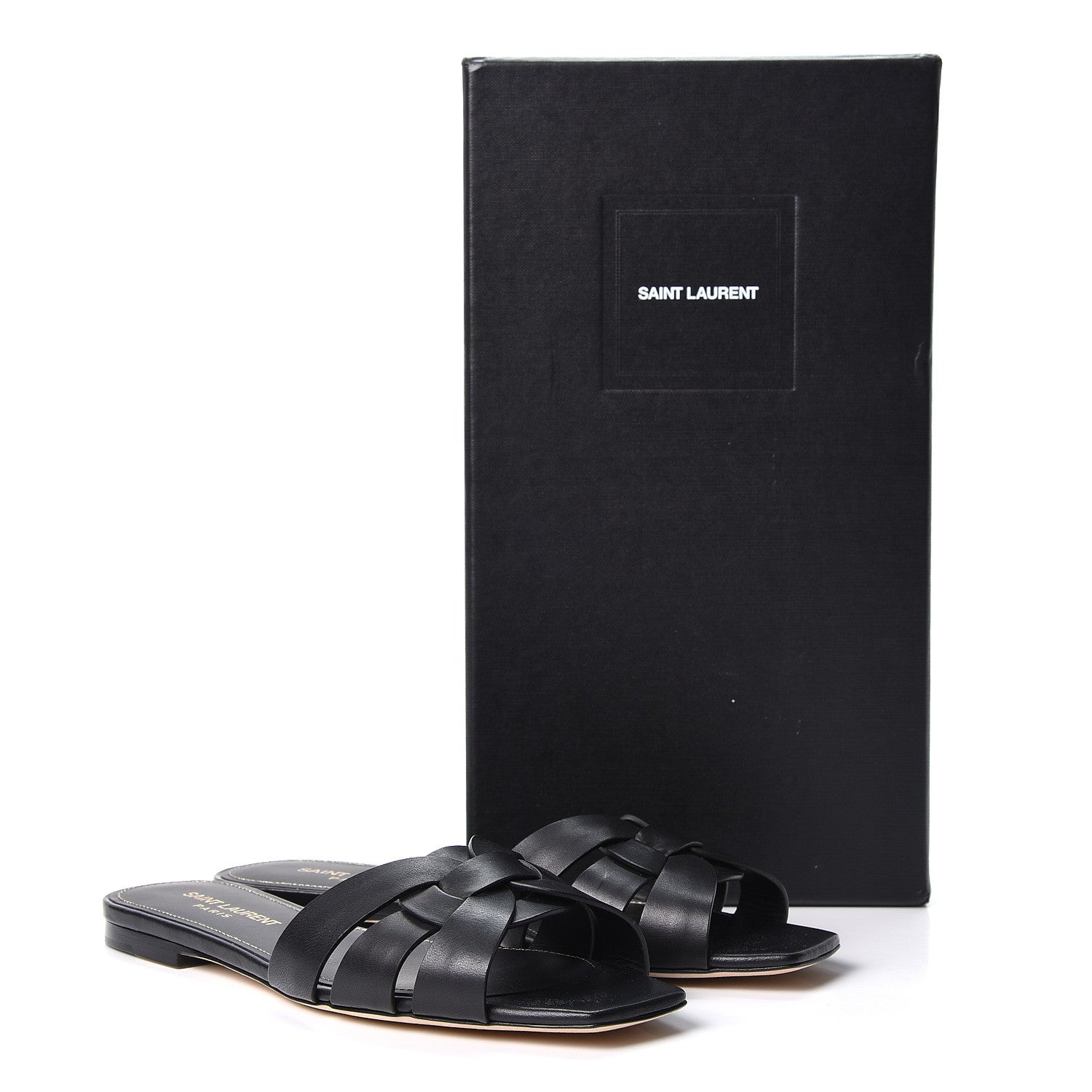 Saint Laurent Calfskin Nu Pied 05 Slide Sandals 37.5 Black 10 of 10