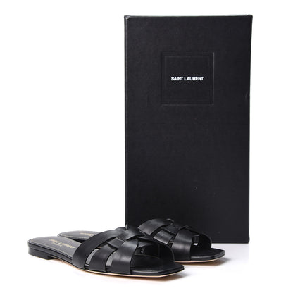 Saint Laurent Calfskin Nu Pied 05 Slide Sandals 37.5 Black 10 of 10