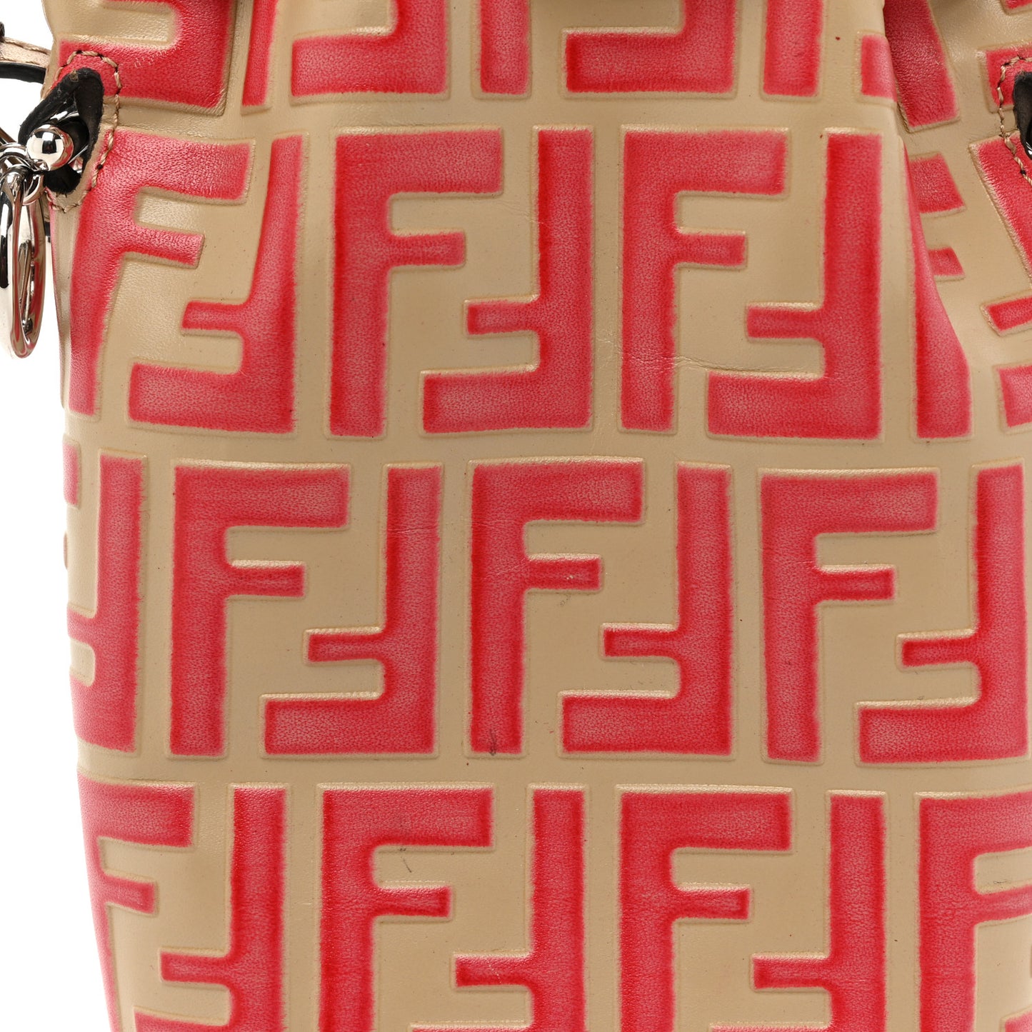 Vitello Liberty F is Fendi FF Embossed Mini Mon Tresor Bucket Bag Amido Fiamma