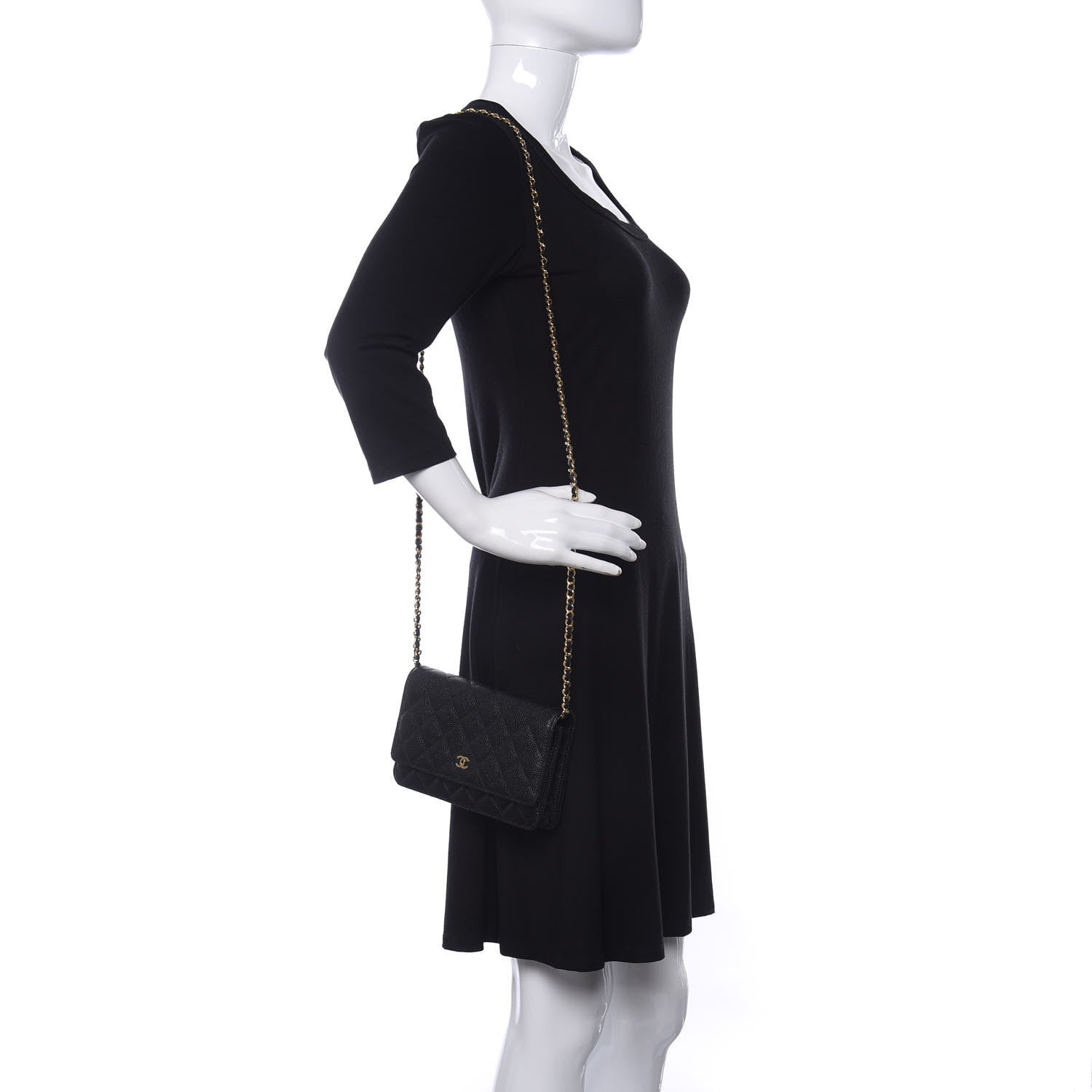 Chanel Caviar Quilted Wallet On Chain WOC Black 2 of 12