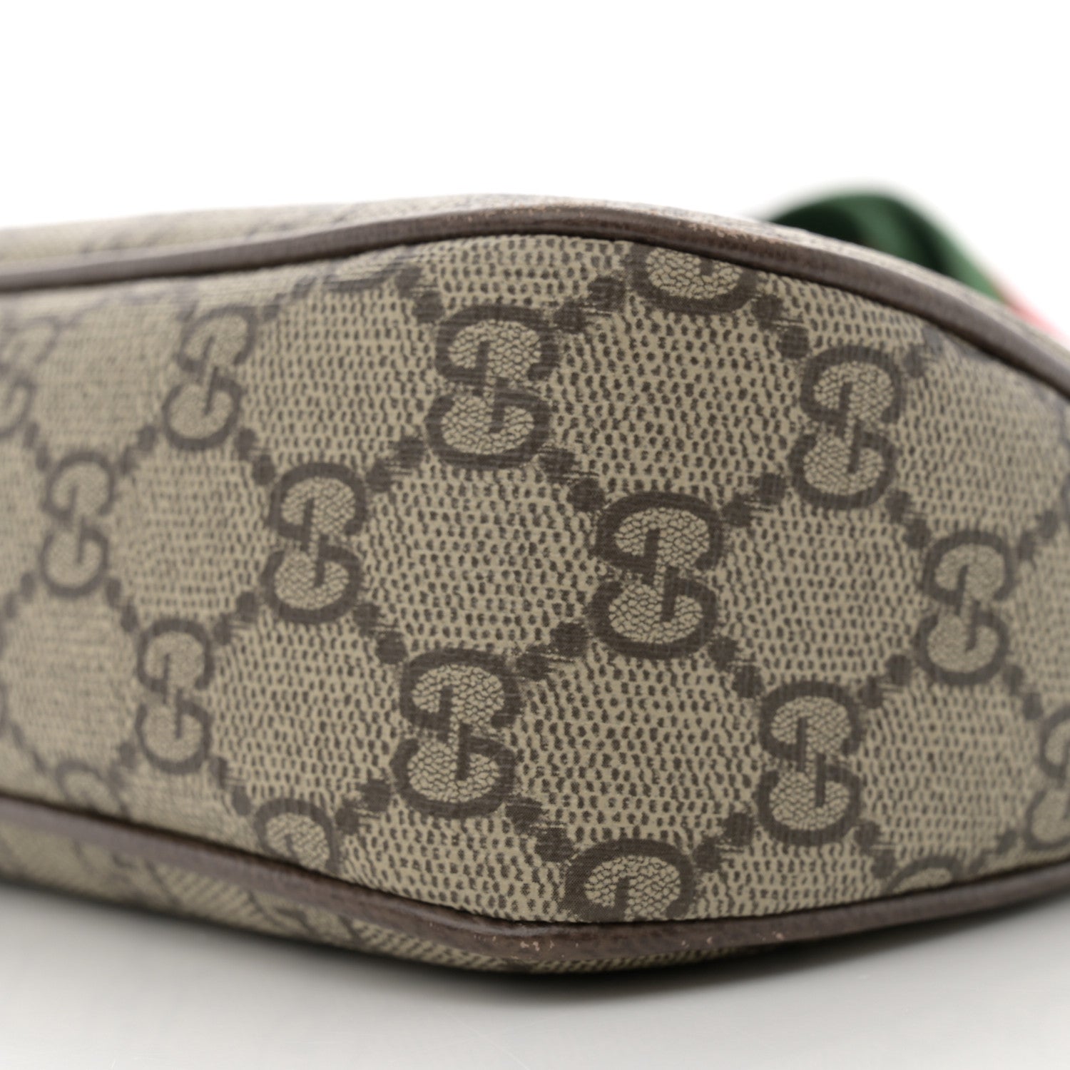 Gucci GG Supreme Monogram Textured Dollar Calfskin Web Small Ophidia GG Handbag Beige Ebony New Acero 10 of 11