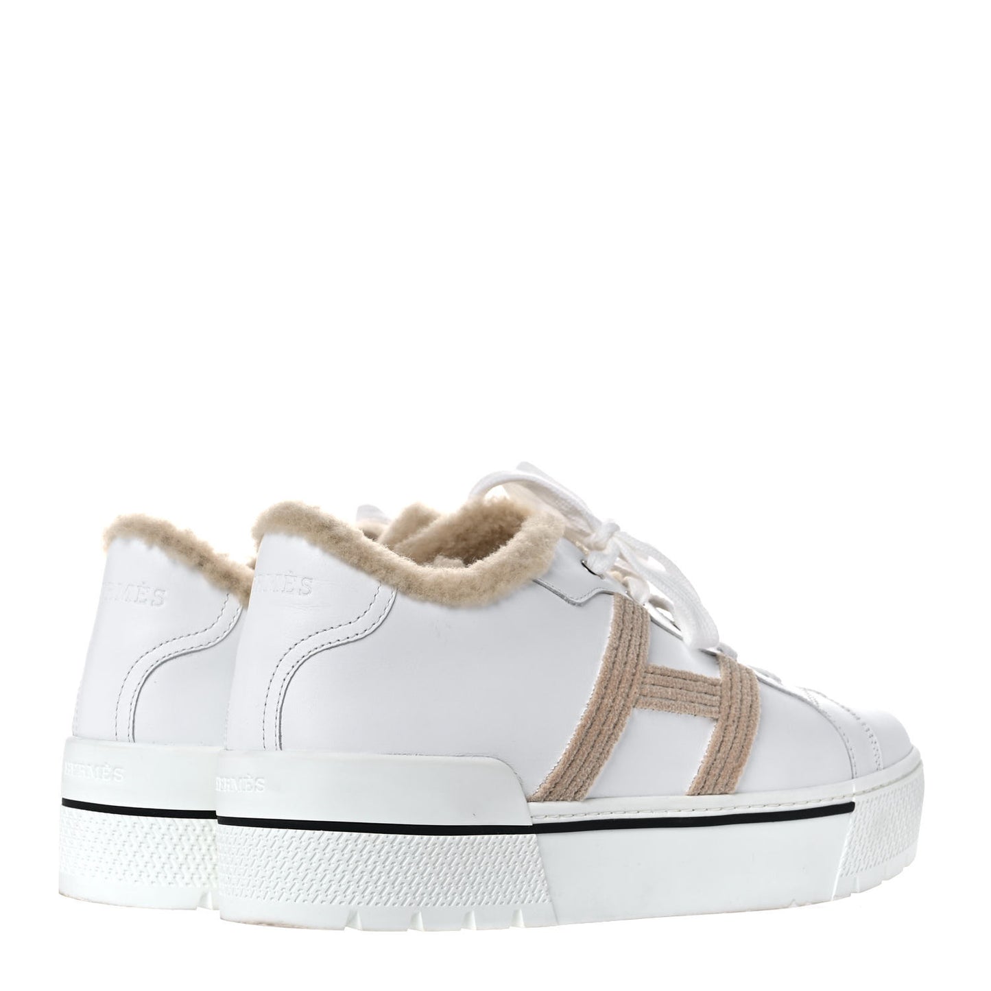 Calfskin Woolskin Dare Sneakers 40 White Ecru