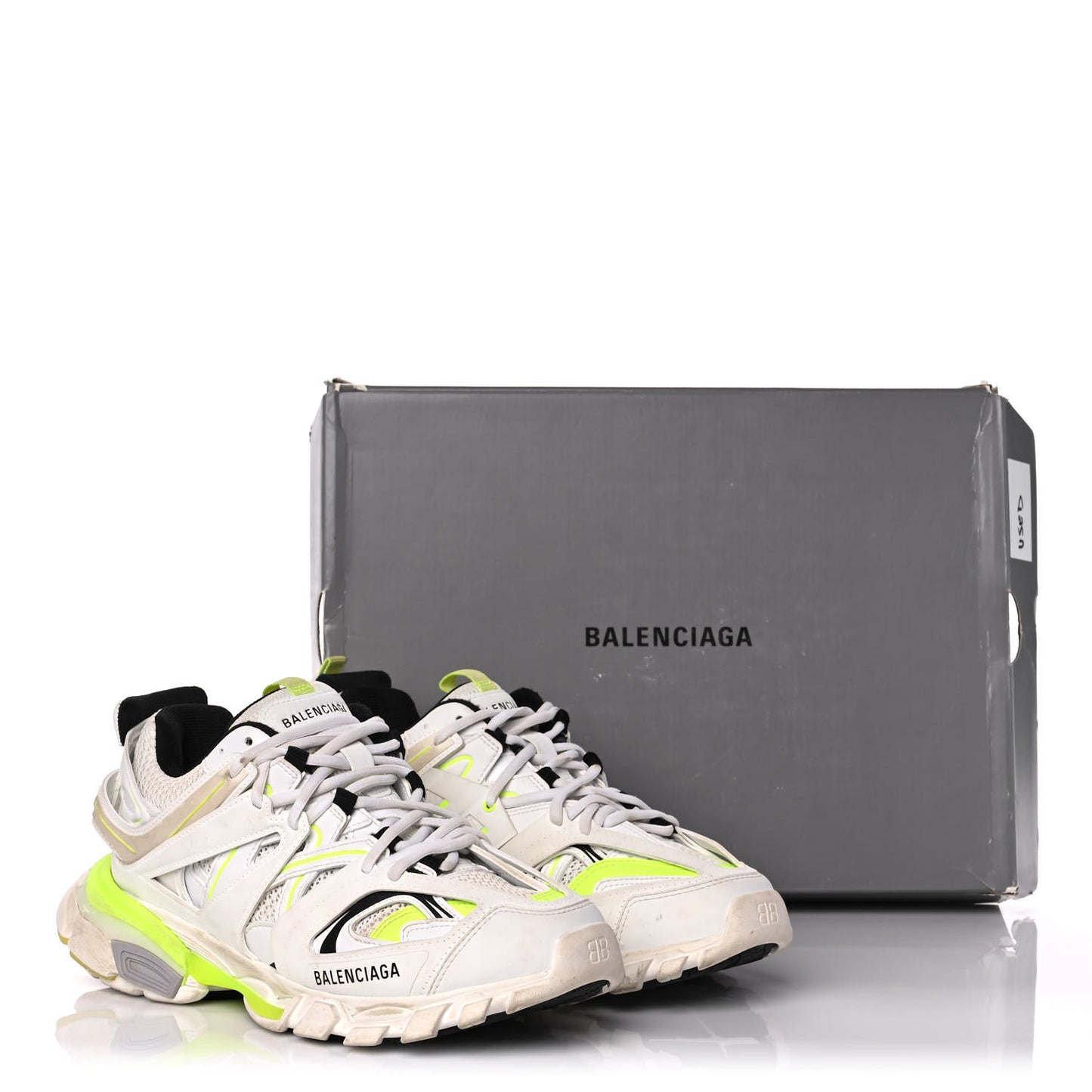 Mesh Nylon Worn Out Effect Womens Track Sneakers 41 White Fluo Yellow