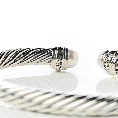 David Yurman Sterling Silver 14K Yellow Gold Pearl 7mm Cable Classics Bracelet 5 of 5