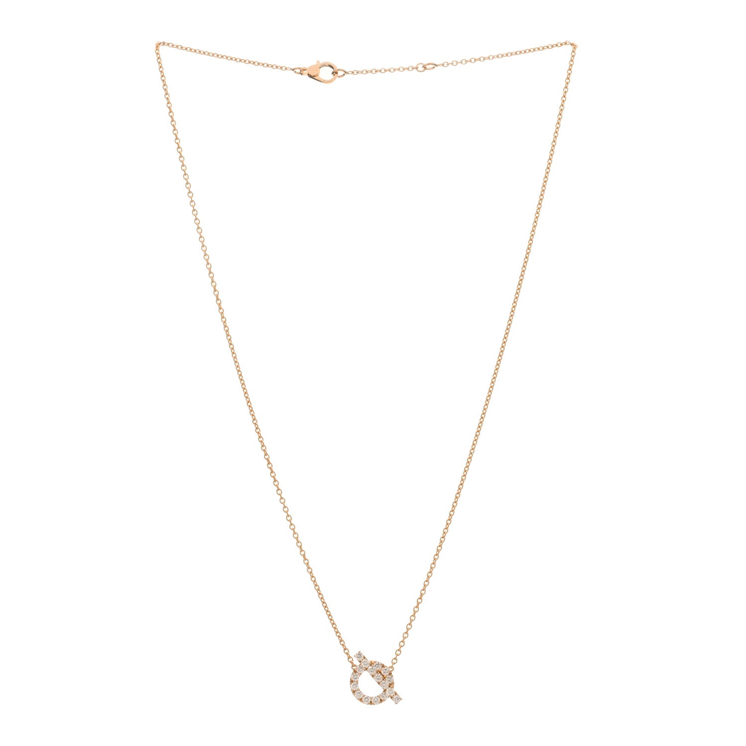 Hermes 18K Rose Gold Diamond Finesse Pendant Necklace 2 of 3