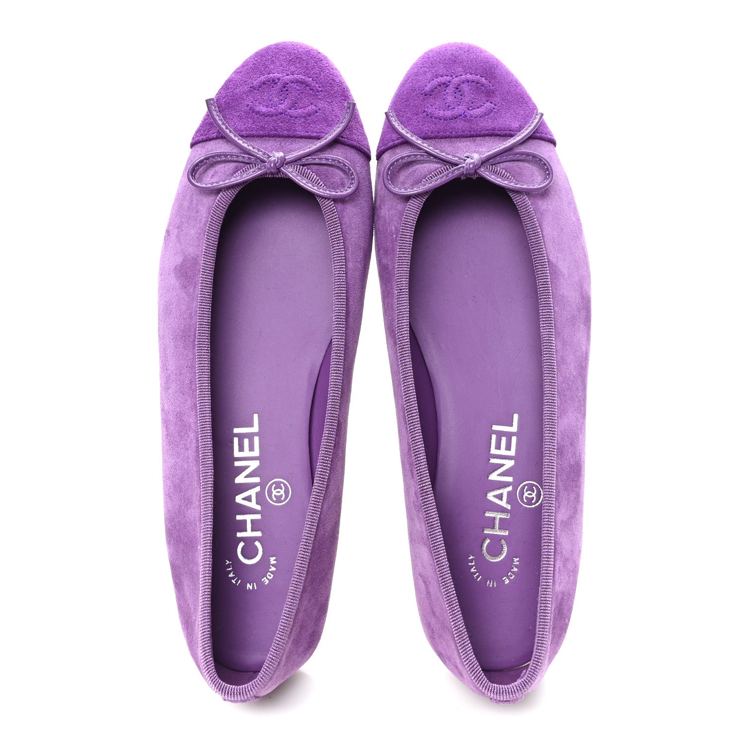 Chanel Suede Cap Toe CC Ballerina Flats 36 Purple Dark Purple 2 of 9
