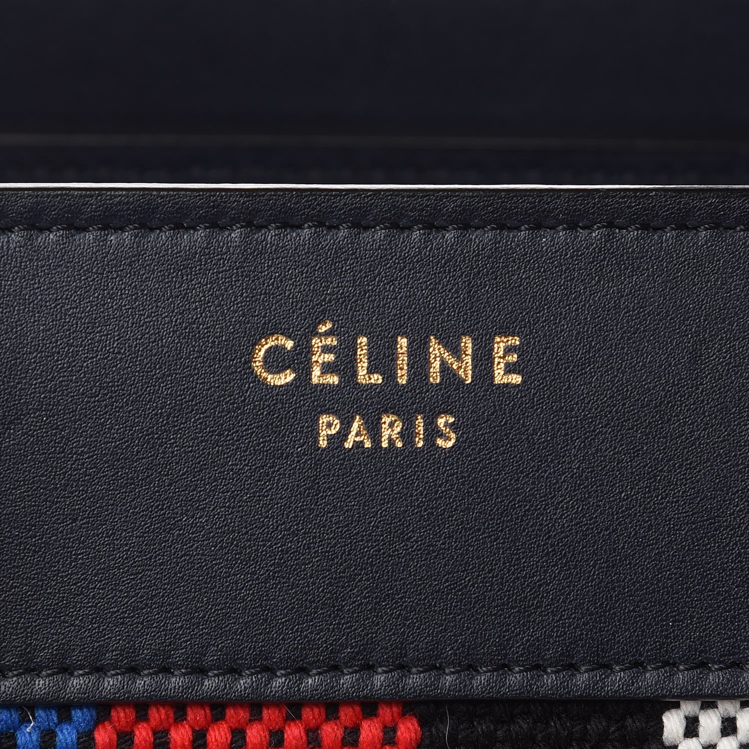 Celine Smooth Calfskin Striped Canvas Micro Luggage Navy Blue 8 of 17