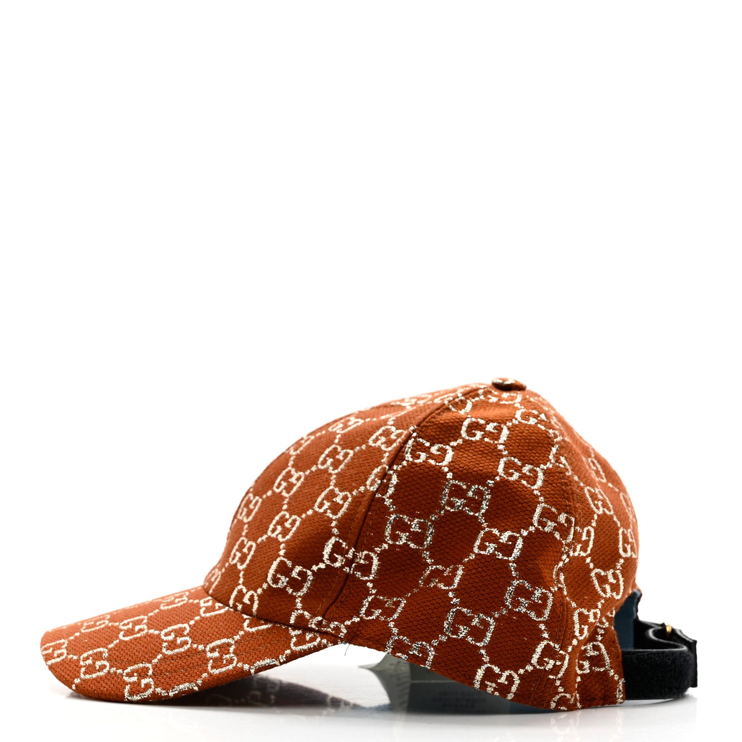 Canvas Lame GG Monogram Rush Baseball Hat M Burnt Orange Silver
